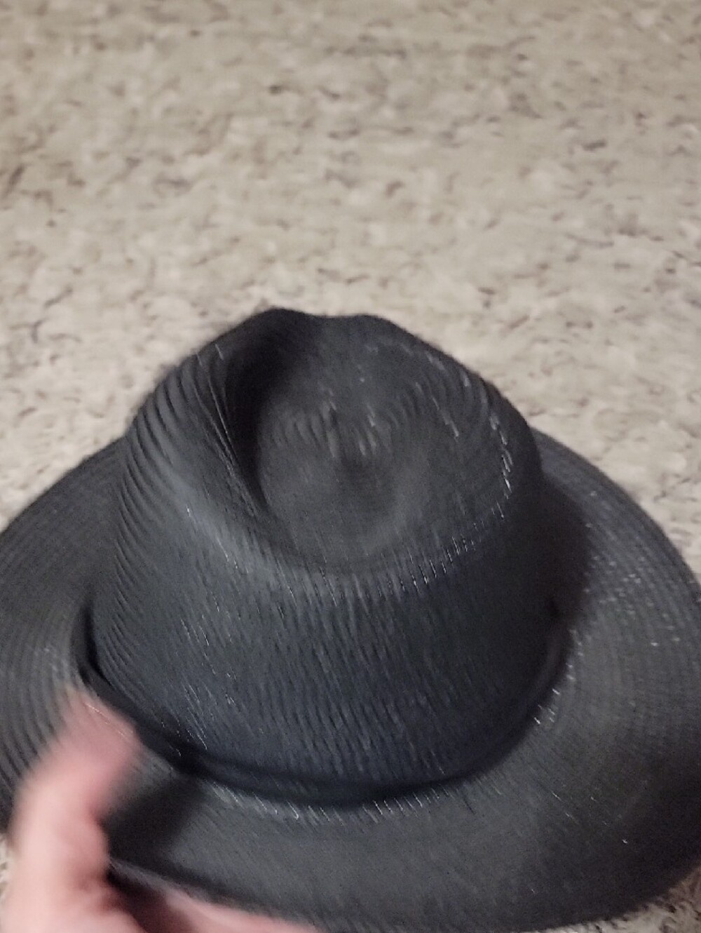 Black Straw Fedora Hat - Picture 5 of 6